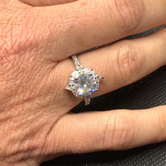 Luxury Flower 3ct AAA CZ Zircon Ring 925 - Picture 2 of 7